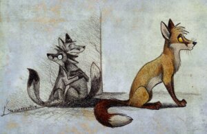 Rating: Safe Score: 0 Tags: 2010 altered_shadow canid canine culpeofox digitigrade duality e621 eyes_closed feral fox group hug i_love_my_shadow looking_back male mammal shadow sitting solo_focus surrealism tail traditional_media_(artwork) whiskers yellow_eyes User: bunchy7s