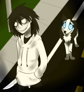 Rating: Safe Score: 0 Tags: black_body black_fur black_hair blue_eyes canid canine canis clothed clothing creepypasta day domestic_dog duo e621 feral fur glasgow_smile grass grin hair human husky jeff_the_killer knife male mammal nordic_sled_dog outside plant road smile smile.dog spitz teeth tomorrow-yesterday white_body white_fur User: bunchy7s