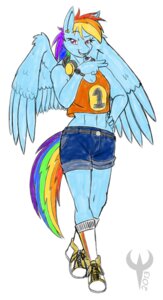 Rating: Safe Score: 0 Tags: 2013 anthro anthrofied biped blue_body blue_feathers blue_fur bottomwear clothing e621 electronics equid equine ethanqix feathered_wings feathers female footwear friendship_is_magic fur hair hasbro headphones legwear looking_at_viewer mammal midriff multicolored_hair multicolored_tail my_little_pony mythological_creature mythological_equine mythology navel number pegasus piercing purple_eyes rainbow_dash_(mlp) rainbow_hair rainbow_tail shirt shoes shorts simple_background sneakers socks solo standing tail tank_top tomboy topwear white_background wings User: bunchy7s