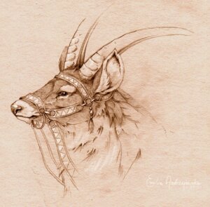 Rating: Safe Score: 0 Tags: antelope asemo bovid bridle bust_portrait e621 feral fur ghibli horn male mammal monochrome portrait princess_mononoke red_elk_(ghibli) reins solo yakkul User: bunchy7s
