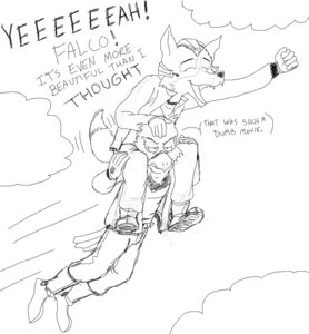 Rating: Safe Score: 0 Tags: anthro avian bird canid canine cloud duo e621 falco_lombardi flying fox fox_mccloud fredryk_phox happy line_art male mammal monochrome name_that_movie nintendo simple_background star_fox tail white_background User: bunchy7s