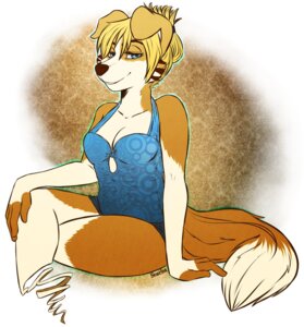 Rating: Safe Score: 0 Tags: anthro blonde_hair blue_eyes breasts canid canine canis clothing crossed_legs digital_media_(artwork) domestic_dog e621 female fur hair mammal one-piece_swimsuit sambers_(character) scarlet-frost sitting smile solo swimwear User: bunchy7s