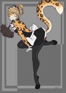 Rating: Safe Score: 0 Tags: anthro blonde_hair blue_eyes clothing e621 felid female hair hi_res legwear leopard looking_at_viewer maid_uniform mammal narcotic_sprinkles pantherine raised_tail smile solo stockings tahli_(character) tail uniform User: bunchy7s