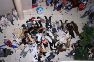 Rating: Questionable Score: 0 Tags: 3:2 ambiguous_gender clothing convention costume dog_pile e621 fursuit grandfathered_content group human male male_human mammal real unknown_artist why User: bunchy7s