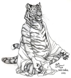 Rating: Safe Score: 0 Tags: anthro belly black_and_white buddhism crossed_legs damalia e621 ear_piercing eyes_closed felid jewelry kasaya male mammal meditation monk monochrome navel necklace overweight overweight_male pantherine peaceful piercing religion sitting solo tail theravada_buddhism tiger traditional_media_(artwork) User: bunchy7s