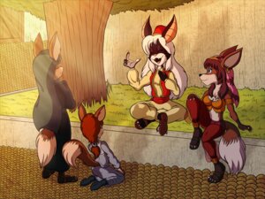 Rating: Safe Score: 0 Tags: 4:3 anthro bat breasts canid canine cleavage clothed clothing e621 ear_piercing eyes_closed fangs_of_k'aath female fez footwear fox group hat headgear headwear kneeling mammal ohmagiku outside piercing plant sandals sandhri shoes sitting standing topwear tree vest zhu User: bunchy7s