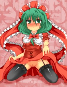 Rating: Explicit Score: 0 Tags: black_legwear blush dress dress_lift fat_mons female frills green_eyes green_hair hair_ribbon kagiyama_hina no_panties pussy ribbon rule34 solo thighhighs touhou zamudelin User: bunchy7s