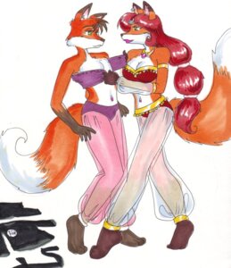 Rating: Questionable Score: 0 Tags: anthro canid canine clothed clothing crossdressing dipstick_tail duo e621 female femboy fox male mammal markings tail tail_markings underwear unknown_artist User: bunchy7s