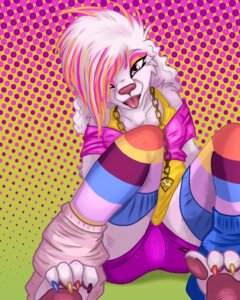 Rating: Safe Score: 0 Tags: canid canine canis claws clothing colored_nails domestic_dog e621 female fur hair jewelry long_hair looking_at_viewer makeup mammal nails necklace open_mouth pink_eyes poodle sitting sofi solo toe_claws tongue tongue_out wetbun white_body white_fur User: bunchy7s
