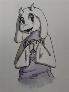 Rating: Safe Score: 0 Tags: 2013 3:4 anthro aspergerasparagus boss_monster_(undertale) bovid caprine e621 embarrassed female fur hand_on_chest horn looking_at_viewer mammal open_mouth paws shy smile solo toriel traditional_media_(artwork) undertale undertale_(series) white_body white_fur User: bunchy7s