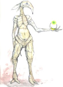 Rating: Safe Score: 0 Tags: beak e621 front_view humanoid male not_furry nude oddbird simple_background solo standing unknown_species white_background User: bunchy7s