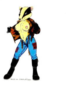 Rating: Questionable Score: 0 Tags: 1997 absurd_res anthro badger breasts claws clothed clothing dinah_(jmh) e621 ear_piercing female flashing hi_res james_m_hardiman looking_at_viewer mammal mustelid musteline nipple_piercing nipples partially_clothed piercing skimpy solo User: bunchy7s