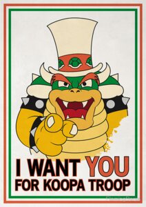 Rating: Safe Score: 0 Tags: 2_horns anthro bowser clothing e621 english_text gesture hand_gesture hat headgear headwear horn i_want_you koopa looking_at_viewer male mario_bros meme nintendo peter_gleeson pointing pointing_at_viewer poster poster_template scalie solo text uncle_sam united_states_of_america User: bunchy7s