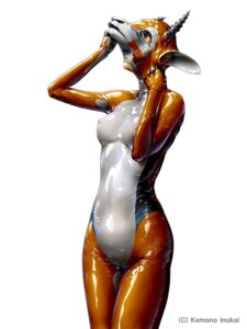 Rating: Questionable Score: 0 Tags: 3:4 antelope bovid breasts clothing costume e621 female gazelle human kemono_inukai latex latex_costume mammal solo User: bunchy7s