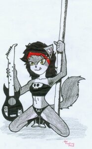 Rating: Safe Score: 0 Tags: accessory anthro biped black_hair bone boots clothed clothing domestic_cat e621 electric_guitar felid feline felis female footwear fur guitar hair hair_accessory hairband inner_ear_fluff johndarwinencarnado kneeling looking_at_viewer mammal musical_instrument plucked_string_instrument pole rockster shoes skimpy skull smile solo spread_legs spreading string_instrument stripper_pole tail the_doodling_dead tongue tongue_out traditional_media_(artwork) tuft yellow_eyes User: bunchy7s