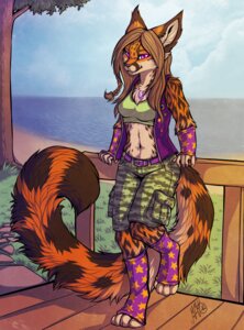 Rating: Safe Score: 0 Tags: 2012 anthro blonde_hair bottomwear breasts camo chest_tuft clothed clothing digital_media_(artwork) e621 felid feline female hair hi_res leopardus maia_(neko-maya) mammal margay midriff neotheta purple_eyes shorts signature solo tail tuft User: bunchy7s
