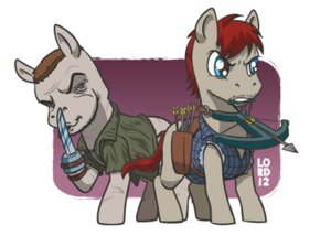 Rating: Safe Score: 0 Tags: 2012 alternate_species arrow_(weapon) blade blue_eyes brother_(lore) brothers_(lore) brown_hair clothing crossbow crossover daryl_dixon duo e621 equid equine feral hair hasbro horse lordmesa low_res male mammal merle_dixon my_little_pony ponification pony quadruped quiver_(object) ranged_weapon red_hair shirt sibling_(lore) simple_background the_walking_dead topwear vest weapon white_background User: bunchy7s