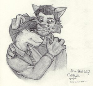 Rating: Safe Score: 0 Tags: 2005 accessory alternate_species anthro canid canine devidarkwolf duo e621 floppy_ears folded_ears furrification gregory_house greyscale holding_each_other house.m.d. james_wilson looking_at_another male male/male mammal monochrome necktie romantic romantic_couple signature simple_background smile traditional_media_(artwork) User: bunchy7s
