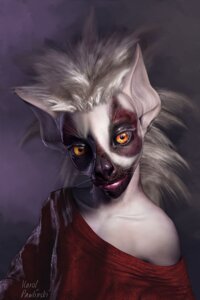Rating: Safe Score: 0 Tags: 2:3 3d_(artwork) anthro clothing digital_media_(artwork) e621 female hairless half-length_portrait head_tilt karol_pawlinski lemur mammal photorealism portrait primate realistic robe solo strepsirrhine wraith User: bunchy7s