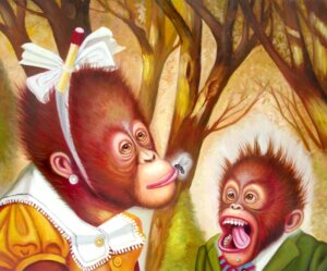 Rating: Questionable Score: 0 Tags: ape arthropod brown_body brown_eyes brown_fur clothed clothing detailed_background donald_roller_wilson e621 ear_piercing female fly_(animal) forest fur group haplorhine insect kissing looking_at_another male mammal match open_mouth orangutan outside piercing plant primate smile tongue tongue_out tree wood User: bunchy7s