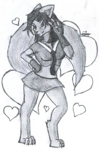 Rating: Safe Score: 0 Tags: 2014 accessory anthro biped bottomwear claws clothing crasy domestic_cat e621 felid feline felis female gloves greyscale hair handwear heart_symbol hi_res mammal monochrome necktie skirt solo standing User: bunchy7s