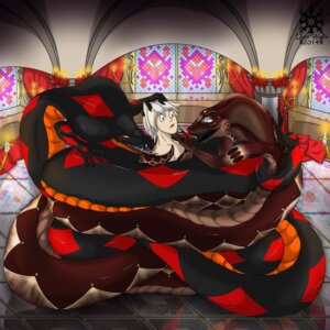 Rating: Questionable Score: 0 Tags: 1:1 2014 ambiguous_gender anthro apode black_body black_scales black_tongue blue_eyes bound brown_body brown_scales candle clothed clothing cobra coiling darznwolfe digital_media_(artwork) draconcopode e621 eye_contact fangs flowen forked_tongue grey_tongue group hair hand_on_face hand_on_head hi_res human kuvasi legless long_tongue looking_at_another male mammal naga nibbling open_mouth pillow pupils reptile scales scalie sephyro serpentine shocked slit_pupils snake snake_hood tail tail_wraps teeth tongue tongue_out topless wraps yellow_eyes User: bunchy7s