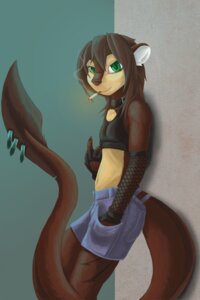 Rating: Safe Score: 0 Tags: 2013 2:3 5_fingers anthro arm_warmers armwear biped black_clothing black_collar black_crop_top black_gloves black_handwear black_shirt black_topwear blue_bottomwear blue_clothing blue_shorts bottomwear breasts brown_body brown_fur brown_nose cigarette claws closed_smile clothed clothing collar crop_top e621 female finger_claws fingerless_gloves fingers fishnet_armwear fishnet_clothing flipping_viewer_off fully_clothed fur furgonomic_piercing furgonomics gesture gloves green_eyes hair hand_gesture handwear hi_res katelijne leaning long_tail looking_at_viewer mammal middle_finger midriff mouth_closed mustelid navel otter pattern_armwear pattern_clothing piercing schitzofox shirt shorts simple_background small_breasts smile smiling_at_viewer smirk smoking solo striped_armwear striped_clothing stripes tail tail_piercing tomboy topwear wall_(structure) white_inner_ear User: bunchy7s