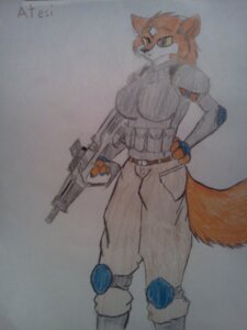 Rating: Safe Score: 0 Tags: 2012 3:4 anthro armor atesi big_breasts breasts canid canine clothing e621 female fox gun hi_res holding_gun holding_object holding_ranged_weapon holding_weapon mammal ranged_weapon redgreenfluffball rifle simple_background solo tail tavor_tar-21 weapon User: bunchy7s