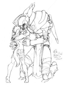 Rating: Questionable Score: 0 Tags: 2007 anthro bottomwear breakbot clothing domestic_cat duo e621 erin_english felid feline felis female fur kissing kneeling machine mammal mecha monochrome pancheir robot shorts signature size_difference tail traditional_media_(artwork) User: bunchy7s