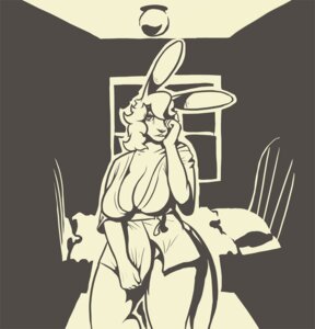 Rating: Questionable Score: 0 Tags: 2009 anthro bathrobe bed big_breasts breasts chair cleavage clothed clothing covering covering_crotch covering_self e621 eyelashes female frank_westerveldt fur furniture huge_breasts inside kangaroo long_ears macropod mammal marsupial monochrome ritts robe seductive skimpy slightly_chubby solo thick_thighs window User: bunchy7s