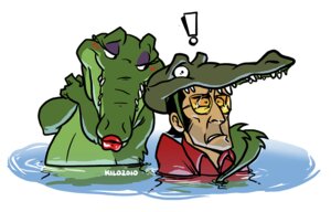 Rating: Questionable Score: 0 Tags: 2010 alligator alligatorid anthro black_hair blush clothed clothing crocodilian duo e621 exclamation_point eyewear female hair hat headgear headwear human imminent_rape imminent_sex kilojara lipstick makeup male mammal partially_submerged red_lipstick reptile scalie simple_background sniper_(team_fortress_2) sunglasses team_fortress_2 valve valve_corporation water white_background User: bunchy7s