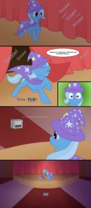 Rating: Safe Score: 0 Tags: cape clothing comic e621 english_text equid equine female feral friendship_is_magic hair hasbro hat headgear headwear hi_res horse mammal megacreomon multicolored_hair my_little_pony pony purple_eyes quadruped sad solo tail text trixie_(mlp) two_tone_hair unknown_artist url User: bunchy7s