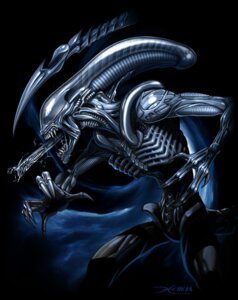 Rating: Safe Score: 0 Tags: 2009 alien alien_(franchise) anthro black_background cheek_window e621 el-grimlock eyeless male signature simple_background solo xenomorph User: bunchy7s
