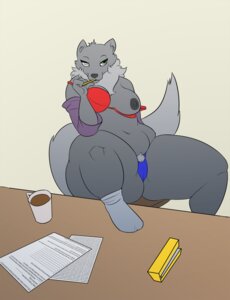 Rating: Questionable Score: 0 Tags: anthro areola beverage bra breasts camel_toe canid canine canis clothing coffee e621 female heterochromia hi_res mammal mature_anthro mature_female nipples panties pubes ramona_alvarez ritts slightly_chubby solo thick_thighs underwear undressing wide_hips wolf User: bunchy7s