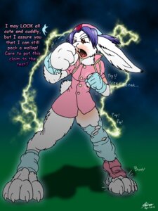 Rating: Safe Score: 0 Tags: 2012 3:4 alice_nonomura anthro biped bloody_roar catmonkshiro clothing dialogue dress e621 english_text female footwear gloves handwear konami lagomorph legwear leporid mammal paws rabbit shoes socks solo text torn_clothing transformation werecreature werelagomorph wererabbit User: bunchy7s