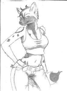 Rating: Safe Score: 0 Tags: anthro clothed clothing dustyvalentino e621 female hi_res hyena mammal monochrome nymphetamine pose simple_background solo spotted_hyena tail white_background User: bunchy7s