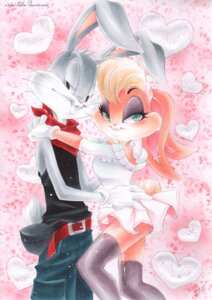 Rating: Safe Score: 0 Tags: anthro blush bugs_bunny canon_couple clothing duo e621 female green_eyes heart_symbol hug kerchief lagomorph leporid lola_bunny looking_at_viewer looney_tunes male male/female mammal rabbit unknown_artist warner_brothers User: bunchy7s