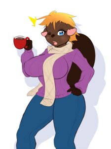 Rating: Safe Score: 0 Tags: 3:4 anthro beaver big_breasts blonde_hair blue_eyes bottomwear breasts brooke_marlow brown_body brown_fur brown_nose clothed clothing container cup curvy_figure denim denim_bottomwear denim_clothing e621 female fur fyxe_(artist) hair holding_container holding_cup holding_object jeans looking_at_viewer mammal one_eye_closed open_mouth pants purple_clothing purple_sweater purple_topwear rodent scarf short_hair solo sweater thick_thighs topwear voluptuous wide_hips User: bunchy7s