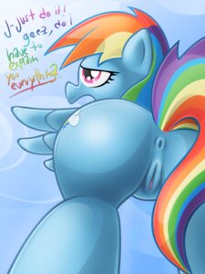 Rating: Explicit Score: 0 Tags: 2012 3:4 anus blue_body blue_feathers blue_fur butt cutie_mark dialogue e621 english_text equid equine feathered_wings feathers female feral friendship_is_magic fur genitals haiku_oezu hair hasbro hi_res mammal multicolored_hair multicolored_tail my_little_pony mythological_creature mythological_equine mythology nude pegasus presenting rainbow_dash_(mlp) rainbow_hair rainbow_tail rainbow_text simple_background solo tail text vulva wings User: bunchy7s