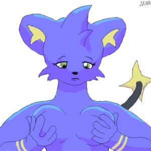 Rating: Questionable Score: 0 Tags: 1:1 2007 5_fingers anthro anthrofied black_nose blue_body blue_fur breast_envy breasts e621 felid female fingers front_view frown fur generation_4_pokemon green_eyes holding_breast looking_at_self looking_down low_res mammal nintendo nude pokemon pokemon_(species) pokemorph raised_tail shinx simple_background solo tail white_background windslash yellow_body yellow_fur User: bunchy7s