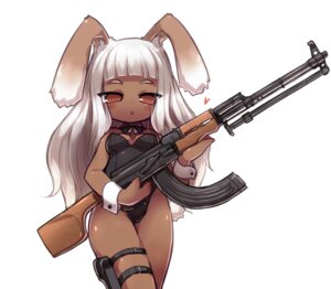 Rating: Safe Score: 0 Tags: ak_platform animal_humanoid black_clothing blush bottomwear bow_(feature) bow_tie breasts brown_body brown_eyes brown_skin bunny_costume chibi clothing costume crab_man_(artist) cuff_(restraint) denim denim_bottomwear denim_clothing denim_shorts e621 ears_down female gun hair heart_symbol holding_gun holding_machine_gun holding_object holding_ranged_weapon holding_weapon holster humanoid lagomorph lagomorph_humanoid leporid leporid_humanoid long_hair looking_down low-angle_view machine_gun magazine_(gun) mammal mammal_humanoid no_pupils open_mouth pivoted_ears portrait rabbit rabbit_humanoid ranged_weapon restraints rpk scut_tail short_tail shorts simple_background solo tail three-quarter_portrait tight_clothing walking weapon white_background white_hair wrist_cuffs User: bunchy7s