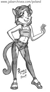 Rating: Safe Score: 0 Tags: 2009 4_fingers 4_toes anthro bottomwear cats_n'_cameras choker clothed clothing domestic_cat e621 feet felid feline felis female fingers footwear front_view fur greyscale hair hand_on_hip jewelry josephine_rodgers looking_at_viewer mammal midriff monochrome necklace poland_(artist) sandals shirt shoes short_hair shorts simple_background skimpy smile solo spaghetti_strap standing tail tank_top text toes topwear url white_background young young_anthro young_female User: bunchy7s