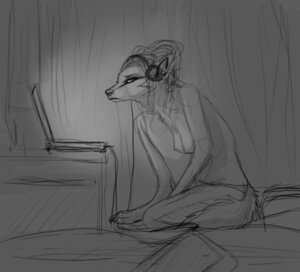 Rating: Questionable Score: 0 Tags: anthro biped breasts canid canine canis clothed clothing computer e621 electronics female greyscale headphones laptop looking_at_viewer mammal monochrome natalie_de_corsair sitting sketch skimpy solo tail wolf User: bunchy7s Rating: Questionable Score: 0 Tags: anthro biped breasts canid canine canis clothed clothing computer e621 electronics female greyscale headphones laptop looking_at_viewer mammal monochrome natalie_de_corsair sitting sketch skimpy solo tail wolf User: bunchy7s