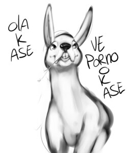 Rating: Safe Score: 0 Tags: ambiguous_gender big_ears black_nose camelid datfur e621 hay llama mammal monochrome simple_background solo teeth text white_background User: bunchy7s