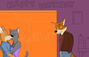 Rating: Safe Score: 0 Tags: 2014 anthro canid canine clothed clothing dan_(paintfox) digital_media_(artwork) domestic_cat e621 envy felid feline felis female fox fur group hi_res jealous josh_(paintfox) kangaroo kissing macropod male male/female mammal marsupial microsoft_paint_(artwork) nina_(paintfox) paintfox party raised_tail sad shirt stare tail topwear User: bunchy7s