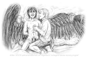 Rating: Explicit Score: 0 Tags: 2boys anthony_j_crowley arms_behind arms_behind_back aziraphale bathing black_hair black_wings clothed clothing crowley dark_hair erect_penis erection eyes_closed feathered_wings gay good_omens kneeling light_hair male male/male male_focus male_only melanthe on_bed on_knees penis penis_out quantum_witch rule34 vulgarweed washing white_hair wings yaoi User: bunchy7s