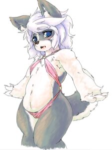 Rating: Questionable Score: 0 Tags: anthro blue_eyes canid canine canis domestic_dog e621 fdokkaku female fur hair looking_at_viewer mammal navel open_mouth simple_background slightly_chubby solo tongue white_background white_body white_fur white_hair young young_anthro young_female User: bunchy7s