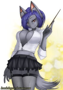 Rating: Questionable Score: 0 Tags: 5_fingers alma_moonlight anthro big_breasts blue_hair bottomwear breasts cleavage clothed clothing e621 eyebrows eyelashes felid female fingers fishnet_clothing hair inner_ear_fluff konokohayato legwear mammal midriff navel purple_hair red_eyes shirt skirt smile solo standing stockings tail teacher thigh_highs topwear tuft User: bunchy7s