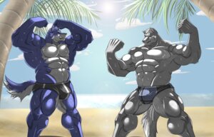 Rating: Questionable Score: 0 Tags: 2013 abs anthro athletic beach biceps big_muscles blue_body blue_fur blue_hair bodily_fluids bulge canid canine canis clothed clothing cloud duo e621 flexing fur grey_body grey_fur grey_hair hair looking_at_viewer male mammal muscular muscular_male outside palm_tree pecs plant pose reclamon sand sea seaside sky speedo standing sweat swimwear tail topless tree water wolf User: bunchy7s