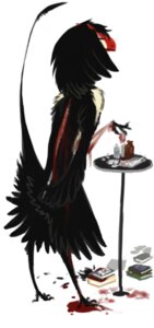 Rating: Questionable Score: 0 Tags: anthro avian beak bird black_body black_feathers blood blood_on_face blood_puddle blood_splatter bodily_fluids e621 feathers female gore mick39 mutilation nevrean pain self-harm simple_background solo tail tail_feathers white_background yung_yagili User: bunchy7s